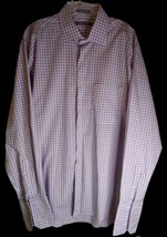 FORSYTH OF CANADA SHIRT 16.5 34/35 BUTTON DOWN PURPLE CHECK LINK CUFF SL... - £11.59 GBP