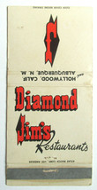 Diamond Jim&#39;s Restaurant  Albuquerque, New Mexico  Hollywood, CA Matchbook Cover - £1.17 GBP