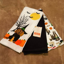 Halloween Dogs in Costumes (3)pk 100% Cotton Kitchen Towels-NWT - £18.74 GBP