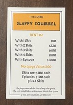 Monopoly Animaniacs 2019 Game Parts Replacement Title Deed Card SLAPPY S... - $2.99