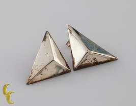 925 Argent Sterling 3D Géométrique Triangle Boucles D&#39;Oreilles - $68.30