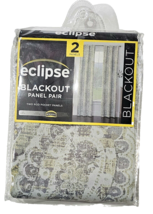 Eclipse Blackout Rod Pocket Panel Pair 37x84in Kerry Print Paisley Grey ... - £27.07 GBP