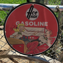 1949 Vintage OLD Ace High Gasoline &#39;&#39;Archie&#39;&#39; RARE Porcelain Enamel Sign... - £276.33 GBP