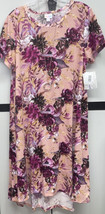 NWT 2.0 LuLaRoe Large Salmon Purple Brown White Black Floral Carly Swing Dress - £24.70 GBP