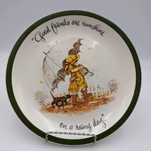 Vintage Holly Hobbie &quot;Good Friends Are Sunshine On A Rainy Day&quot; Plate Girl &amp; Cat - £7.89 GBP