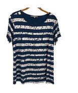 Lisa Rinna QVC Collection Womens Medium Blue &amp; White Striped Short Sleev... - €14,83 EUR