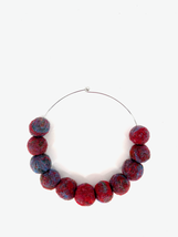 One of a kind red and blue felt ball choker necklace, art statement necklace, li - £98.32 GBP