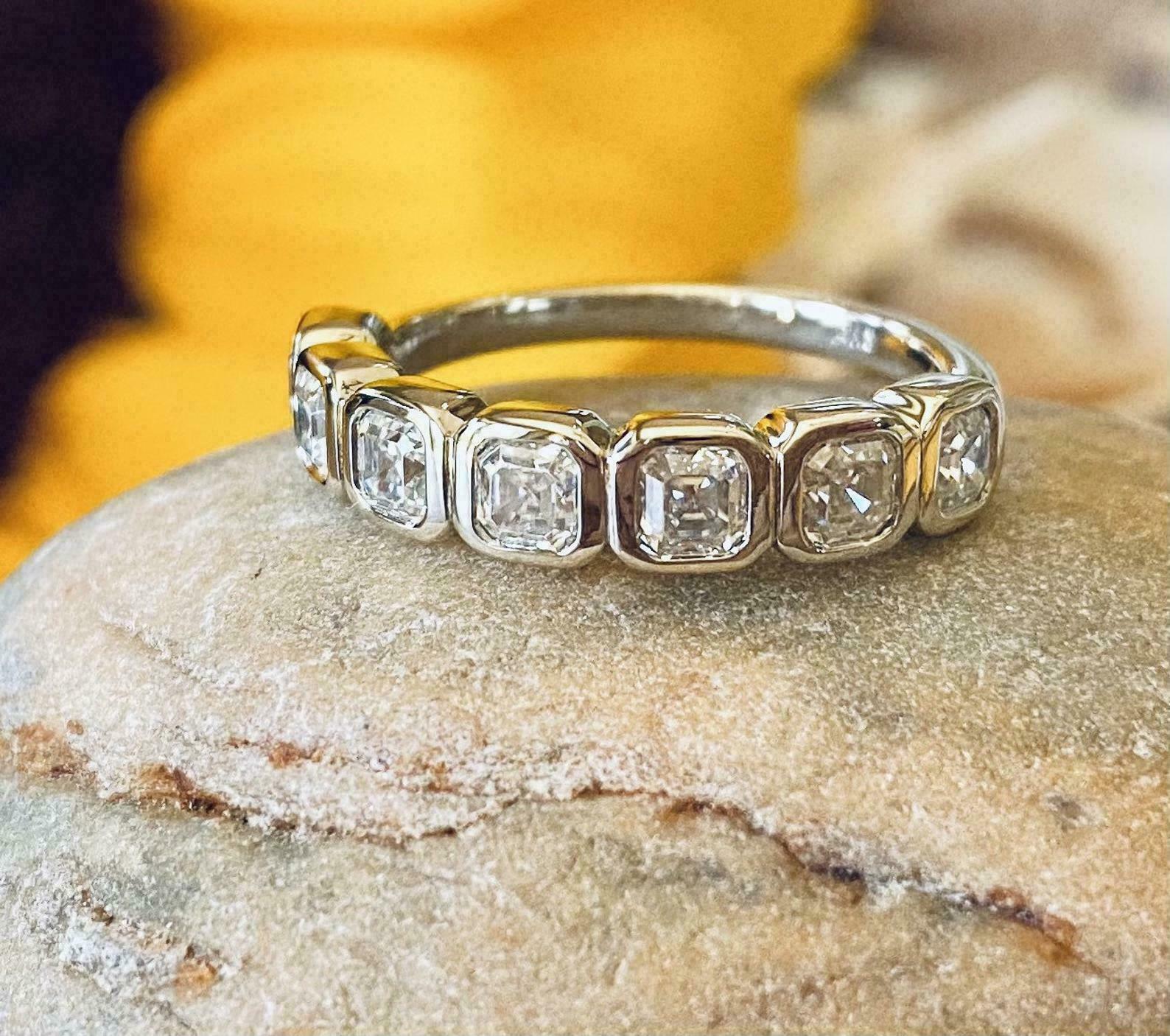 1.00Ct Cushion Cut Diamond 925 Sterling Silver Half Eternity Engagement Ring