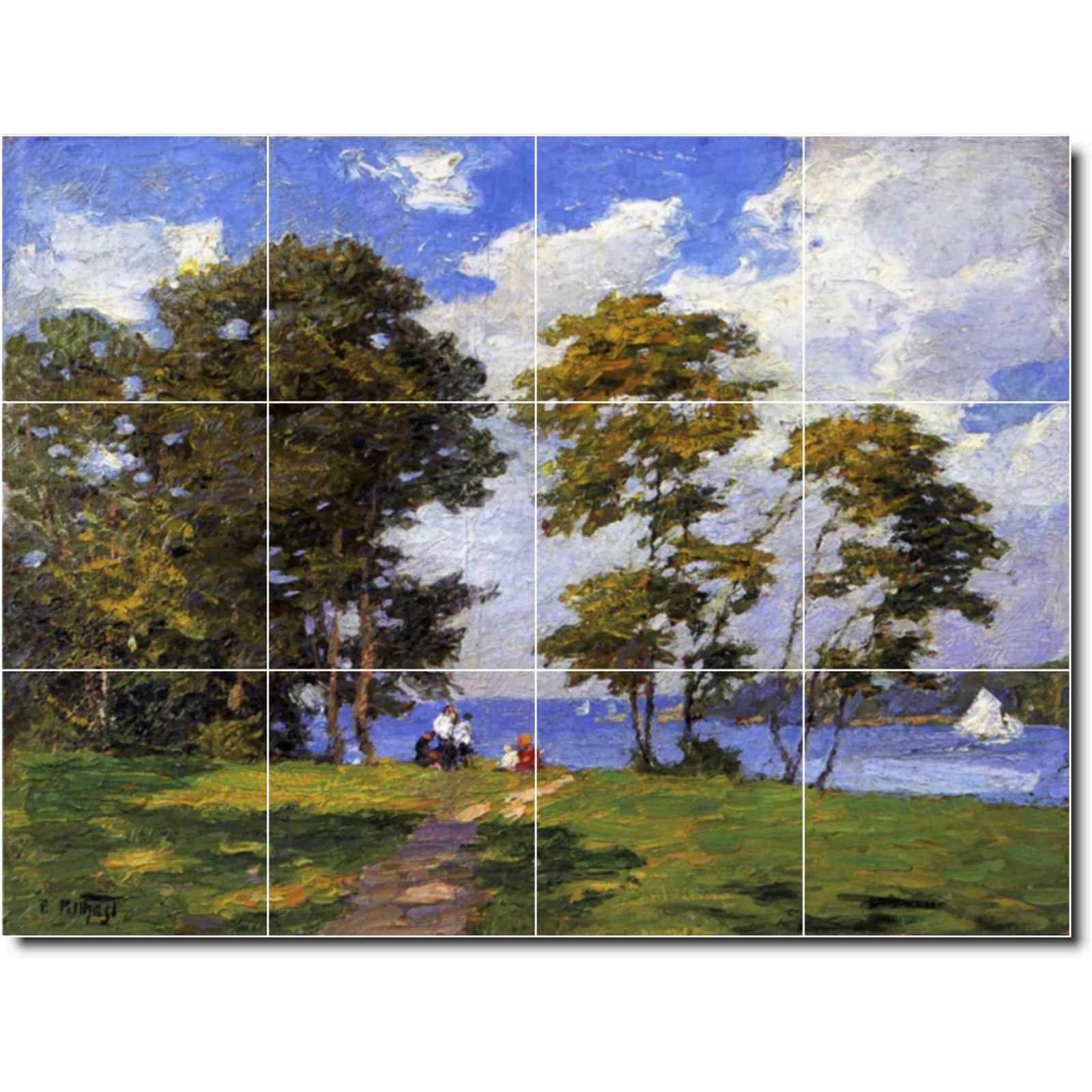 Potthast edward landscape by the shore aka the picnic