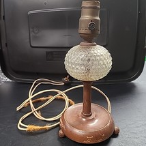 Vintage Clear Hobnail Glass Lamp 9.5”  Wood Base - $25.00