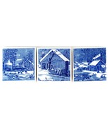 3 Currier &amp; Ives Tiles Trivets Blue &amp; White Home in Wilderness Homestead... - £3.93 GBP