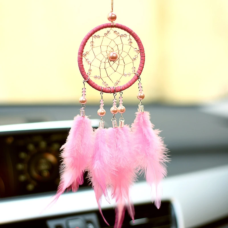 Dream Catcher Car Hanging Ornaments Feather Car Mirror Pendant Car Accessories - £9.04 GBP