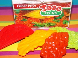 Vintage Fisher Price Taco Fixin&#39;s Beans Tomato Cheese Lettuce Play Container lot - £17.88 GBP
