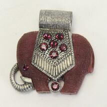 Vintage Ornate Red Resin Elephant Brooch with Ruby-Red Stones 1.5" x 1.5... - $9.79