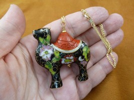 J13-1 Red CINNABAR + black cloisonné Camel carved jewelry 18&quot; Pendant necklace - £22.78 GBP