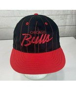 Vintage 90s Chicago Bulls Snapback Hat Cap Pinstripe Script Bootleg Splash - $67.68 CAD