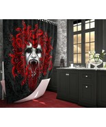 Wailing Medusa Goth Shower Curtain, Blood Red Snakes, Horror Home Decor ... - £56.10 GBP