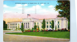Jefferson Memorial in Forest Park St Louis Missouri Postcard Posted 1954 - £10.31 GBP