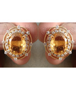 1.28ct Diamond 14k Yellow Gold Golden Topaz Classic Wedding Earrings - £2,794.71 GBP