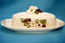 Butter Dish Covered Metlox Vernon Ware California Pottery White Dogwood Pattern - £19.92 GBP