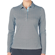 NWT Ladies NIVO Ice Light Blue Black Long Sleeve Polo Golf Shirt - size L - £32.23 GBP