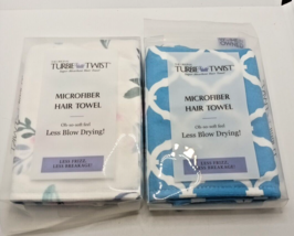 2x Original Turbie Twist Microfiber Hair Towel Super-Absorbent  Blue &amp; White New - $30.91