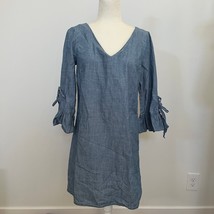 J.Crew Indigo Chambray Ruffle Tie-Sleeve Dress sz 6 - $29.99