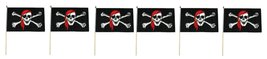 AES 12x18 12&quot;x18&quot; Pirate Jolly Roger Red Hat Stick Flag Wood 30 inch Staff (6) - £13.28 GBP