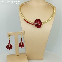 Dubai Costume Jewelry Unique Rose Flower Jewelry Sets for Women  FHK12277 - £56.95 GBP