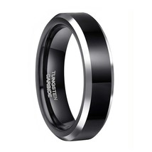 6mm 8mm Mens Engagement Ring Black Wedding Couple Band Jewelry Tungsten Carbide  - £17.30 GBP