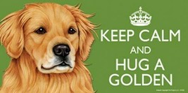 KEEP CALM AND HUG A GOLDEN RETRIEVER Color Car Fridge Dog Magnet 4x8 Wat... - £5.38 GBP