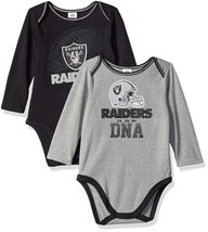NFL Las Vegas Raiders In My DNA 2 pack Bodysuit Long Sleeve Size 0-3M Gerber - £17.39 GBP