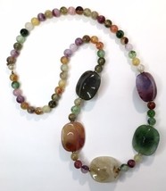 Vintage Lucite or Acrylic Beaded Necklace Colorful Statement Jewelry Approx 30&quot; - £11.25 GBP