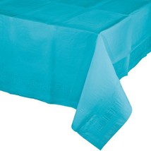 Bermuda Blue 2/Ply Paper-Poly Banquet Tablecloth 54&quot; x 108&quot; Tableware Decoration - £8.82 GBP