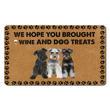 Funny Miniature Schnauzer Dogs Doormat Wine &amp; Dog Treats Mat Gift For Do... - £31.49 GBP