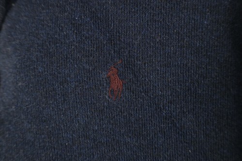 Vintage 90s Ralph Lauren Mens XL Faded Cotton Ribbed Knit Full Zip Hoodie Blue Item image 4