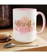 Different is Beautiful Pink Two Tone 15 oz Mug - Pink Awareness Gift Off... - $21.98