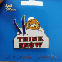 Garfield Think Snow Pin Brooch by Star Power 1978 Cloisonné Jewelry - $16.99