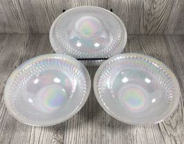 Vintage Federal Aurora Moonglow Iridescent Serving Bowls Set Of Three 8.... - $35.64