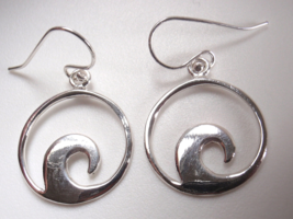 Ocean Wave Dangle Earrings 925 SOLID Sterling Silver - £12.22 GBP