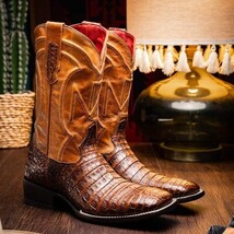TUCSON Genuine Caiman Belly Skin Cowboy Boot from the Western Collection Aged Ma image 7