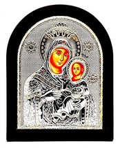 Virgin Mary of Bethlehem Byzantine Large Icon Silver 925 Treated Size 31... - $137.10