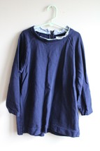 J Crew Crewcuts Factory 14 Blue Cotton Ruffle Neckline Top B0683 - £9.99 GBP