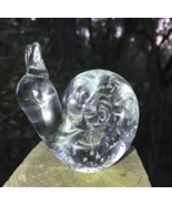 Vtg Clear Crystal SNAIL bubbles Glass Paperweight 3 1/4&quot; Erikson? gastro... - $60.31 CAD