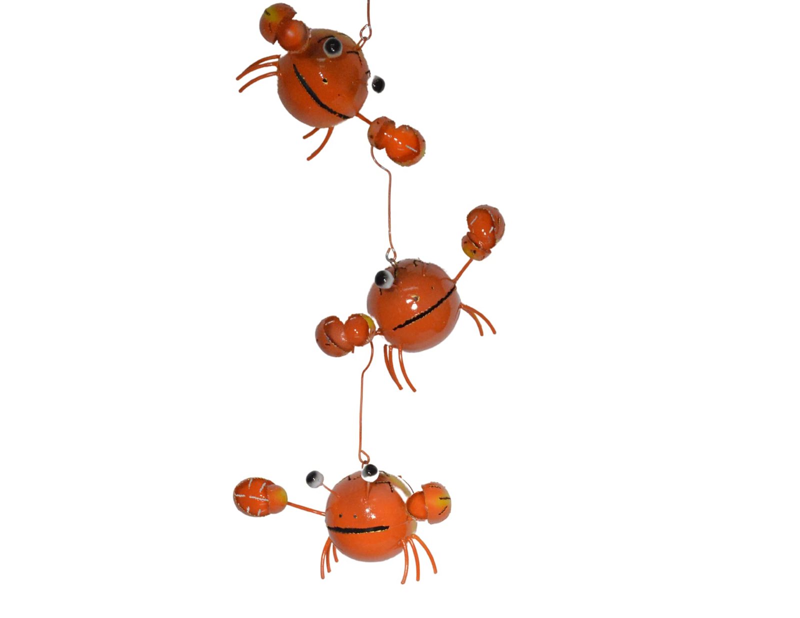 Large Beautiful Metal Hanging or Standing 3 Crabs Candle Holder Tropical Island  - $39.54