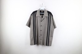 Vintage 90s IOU Mens Large Baggy Fit Zig Zag Striped Collared Camp Button Shirt - £54.23 GBP