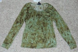 Womens Shirt Self Esteem Green Embellsihed Long Sleeve Top Jr Girls-size L - £9.49 GBP