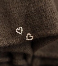 9ct Solid Gold Petite Hearts Stud Earrings - tiny, sparkle, dainty, 9K Au375 - £60.03 GBP