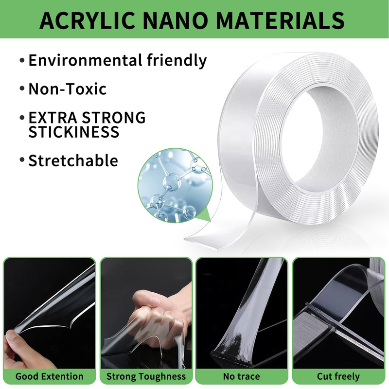 Double Sided Tape Heavy Duty – 2 Rolls Nano Tape 1.18In X 10Ft, Strong Clear Two Item image 3