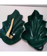 California Pottery Enchanto Co Dark Green Leaf Candy Dish Lid MCM Vintage - $1,034.92 MXN